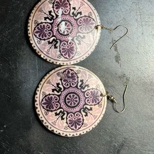 Purple and Pink Patterned Earrings